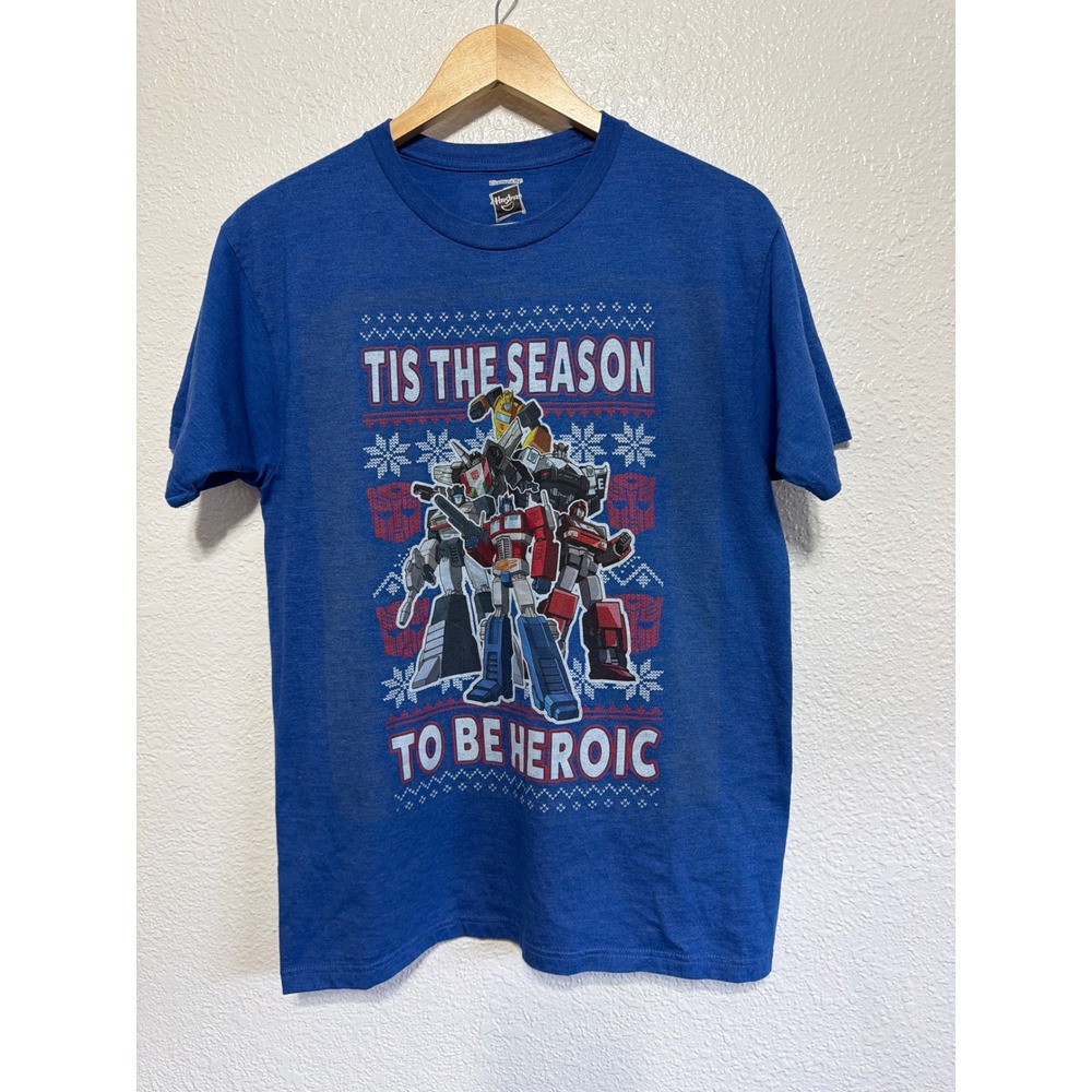 Hasbro Transformers Tis The Season To Be Heroic Blue Graphic T-Shirt Mens Medium